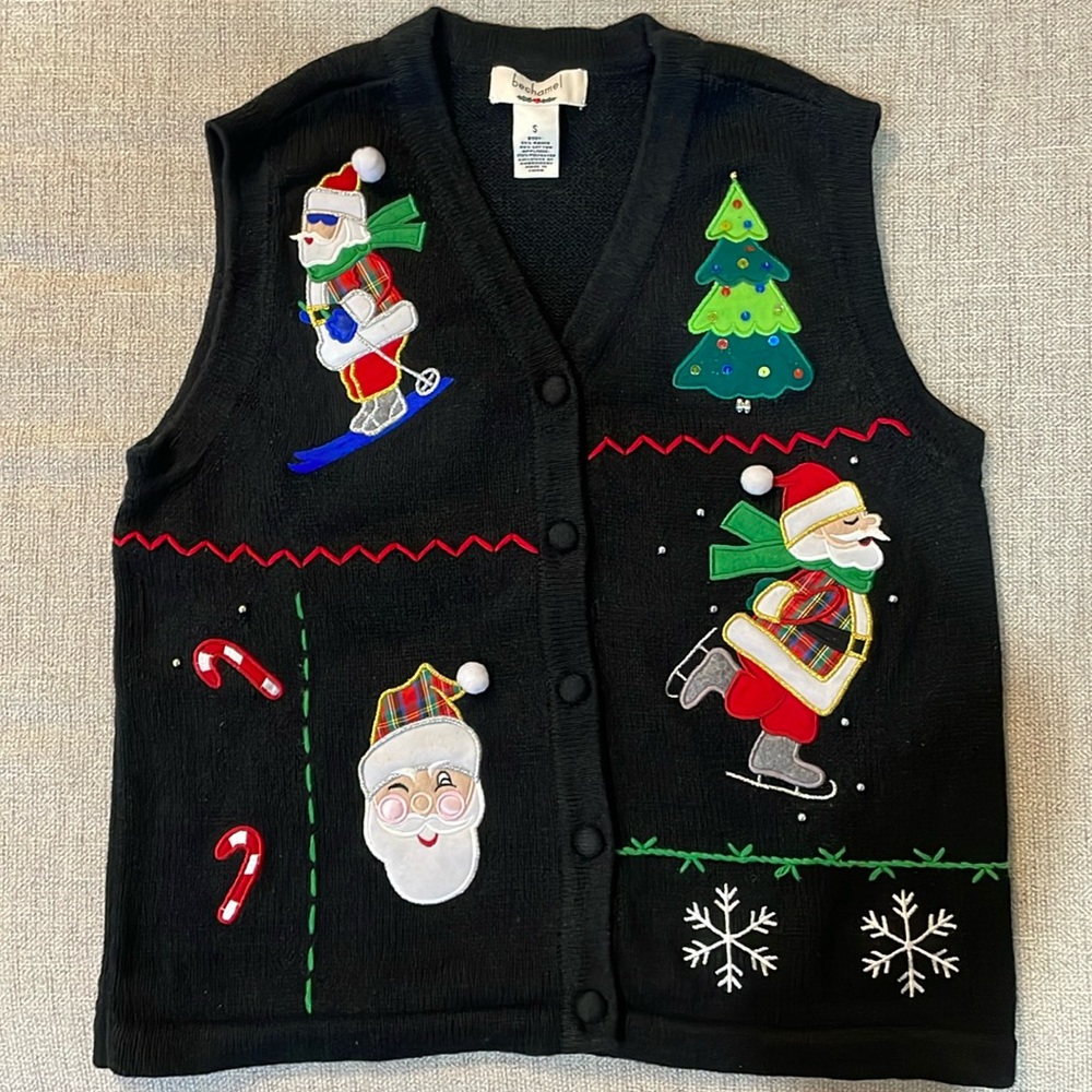 Bechamel Santa vest, “ugly Christmas sweater”, size Small